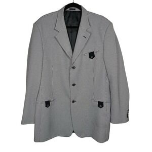Mens Falcone Houndstooth Blazer Jacket Sport Coat Super 100's Disegno 44L Formal